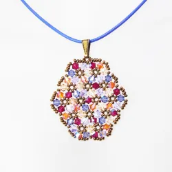 Pendant 45cm - Terence Oval-Lavender Leather - Pendant 45cm - Laiton bronze